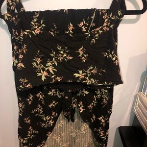 Two piece floral dress and crop top